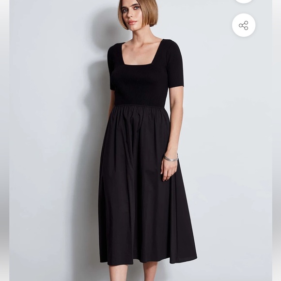 T-TAHARI SHORT SLEEVE SQUARE NECK MIDI DRESS NWT Large - Picture 2 of 7